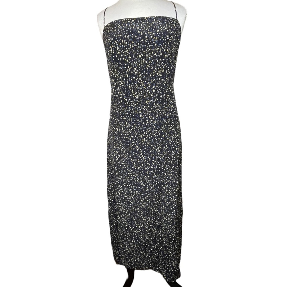 J Crew Ruffle-back silk dress in starry sky print Sz 12 - Picture 2 of 9